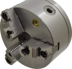 Bison - 3 Jaws, 6" Diam, Self Centering Manual Lathe Chuck - L-00 Mount Spindle, Reversible, 3,000 Max RPM, 1.6535" Through Hole Diam, 0.0008" Axial Runout, 0.0012" Radial Runout, Cast Iron - All Tool & Supply