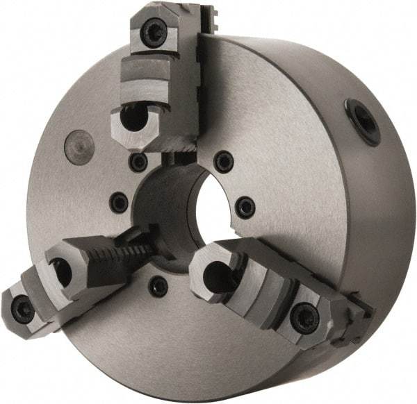 Interstate - 3 Jaws, 8" Diam, Self Centering Manual Lathe Chuck - D1-6 Mount Spindle, Reversible, 1.9685" Through Hole Diam, Cast Iron - All Tool & Supply