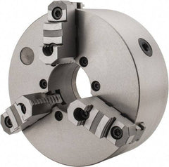 Interstate - 3 Jaws, 10" Diam, Self Centering Manual Lathe Chuck - D1-8 Mount Spindle, Reversible, 2.7559" Through Hole Diam, Cast Iron - All Tool & Supply