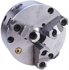 Bison - 3 Jaws, 16" Diam, Self Centering Manual Lathe Chuck - Front Mount, Adjustable, Reversible, 1,800 Max RPM, 5.354" Through Hole Diam, Forged Steel - All Tool & Supply