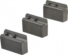 H & R Manufacturing - 5" Chuck Capacity, 1.5mm x 60° Serrated Attachment, Square Soft Lathe Chuck Jaw - 3 Jaws, Steel, 0.708" Btw Mount Hole Ctrs, 2-5/16" Long x 1" Wide x 1-1/2" High, 0.395" Groove, 8mm Fastener - All Tool & Supply