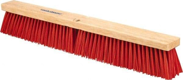 PRO-SOURCE - 24" Heavy Duty Synthetic Push Broom - 4" Bristle Length, Wood Block, Threaded Handle Connection - All Tool & Supply