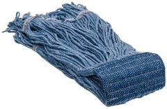 PRO-SOURCE - 5" Blue Head Band, Large Blended Fiber Loop End Mop Head - 4 Ply, Clamp Jaw Connection, Use for General Purpose - All Tool & Supply