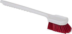 PRO-SOURCE - 1-1/2" Bristle Length, Polypropylene Utility Scrub Brush - 20" OAL, Red, Plastic Block - All Tool & Supply