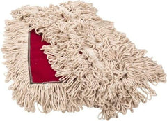 PRO-SOURCE - 36" Long x 3-1/2" Wide Yarn Blend Dust Mop Head - Snap-On, Red, Looped Head, Launderable - All Tool & Supply