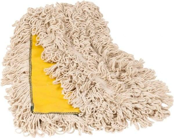 PRO-SOURCE - 48" Long x 3-1/2" Wide Yarn Blend Dust Mop Head - Snap-On, Yellow, Looped Head, Launderable - All Tool & Supply