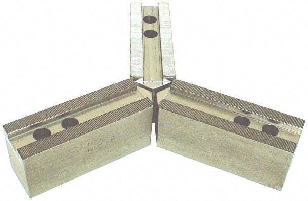 H & R Manufacturing - 21" Chuck Capacity, 3mm x 60° Serrated Attachment, Square Soft Lathe Chuck Jaw - 3 Jaws, Steel, 2.362" Btw Mount Hole Ctrs, 8-1/2" Long x 2-1/2" Wide x 3-1/2" High, 0.984" Groove, 20mm Fastener - All Tool & Supply