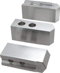 Masterman & Kovil - 10" Chuck Capacity, 1.5mm x 60° Serrated Attachment, Square Soft Lathe Chuck Jaw - 3 Jaws, Aluminum, 1.181" Btw Mount Hole Ctrs, 4.6mm Long x 1-1/2" Wide x 2" High, 0.63" Groove, 12mm Fastener - All Tool & Supply