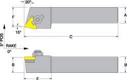 Dorian Tool - CTRP, Right Hand Cut, 15° Lead Angle, 5/8" Shank Height x 5/8" Shank Width, Neutral Rake Indexable Turning Toolholder - 4-1/2" OAL, TP..22.. Insert Compatibility, Series Clamp Type - All Tool & Supply