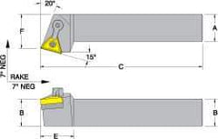 Dorian Tool - MTRN, Left Hand Cut, 15° Lead Angle, 5/8" Shank Height x 5/8" Shank Width, Negative Rake Indexable Turning Toolholder - 4-1/2" OAL, TN..22. Insert Compatibility, Series Multi-Option - All Tool & Supply