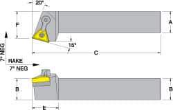 Dorian Tool - MTRN, Right Hand Cut, 15° Lead Angle, 5/8" Shank Height x 5/8" Shank Width, Negative Rake Indexable Turning Toolholder - 4-1/2" OAL, TN..32. Insert Compatibility, Series Multi-Option - All Tool & Supply