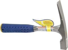 Estwing - 1-1/2 Lb Head Bricklayer's Hammer - 11" OAL, Steel Handle with Grip, 53/64" Face Diam - All Tool & Supply