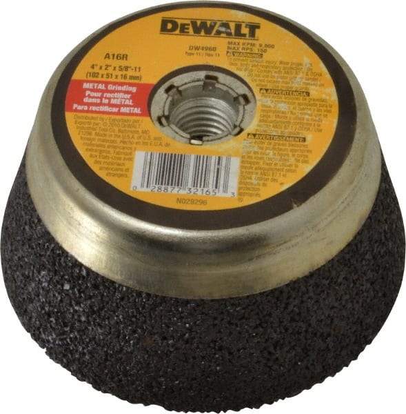 DeWALT - 4" Diam, 2" Overall Thickness, 16 Grit, Type 11 Tool & Cutter Grinding Wheel - Very Coarse Grade, Aluminum Oxide, R Hardness, 9,000 RPM - All Tool & Supply