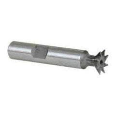 Keo - 1/2" Diam x 1/8" Width of Cut, 45° Included Angle, High Speed Steel Dovetail Cutter - 3/8" Shank Diam, 2" Shank Length, 2-1/8" Overall Length, Weldon Flat, Uncoated - All Tool & Supply