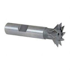 Keo - 1" Diam x 1/4" Width of Cut, 45° Included Angle, High Speed Steel Dovetail Cutter - 1/2" Shank Diam, 2-1/4" Shank Length, 2-1/2" Overall Length, Weldon Flat, Uncoated - All Tool & Supply