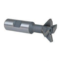 Keo - 1-1/2" Diam x 1/2" Width of Cut, 45° Included Angle, Carbide-Tipped Dovetail Cutter - 3/4" Shank Diam, 3-1/4" Overall Length, 0.02" Corner Radius, Weldon Flat, Uncoated - All Tool & Supply