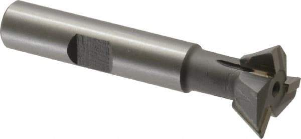 Keo - 3/4" Diam x 1/4" Width of Cut, 60° Included Angle, Carbide-Tipped Dovetail Cutter - 3/8" Shank Diam, 2-1/4" Overall Length, 0.02" Corner Radius, Weldon Flat, Uncoated - All Tool & Supply