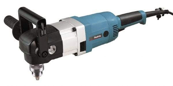 Makita - 1/2" Keyed Chuck, 300 & 1,200 RPM, Angled Handle Electric Drill - 10 Amps, 115 Volts, Reversible, Includes Chuck Key, Drill Chuck, Hex Wrench, Key Holder, Side Handle, Tool Case - All Tool & Supply