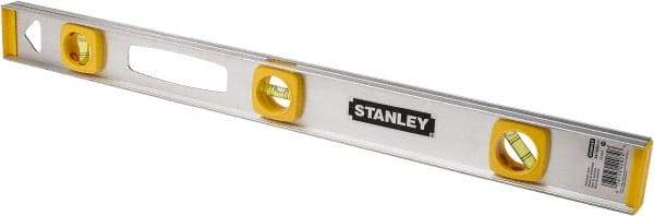 Stanley - 24" Long 3 Vial I-Beam Level - Aluminum, Silver, 1 45°, 1 Level & 1 Plumb Vials - All Tool & Supply