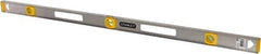 Stanley - 48" Long 3 Vial I-Beam Level - Aluminum, Silver, 1 45°, 1 Level & 1 Plumb Vials - All Tool & Supply