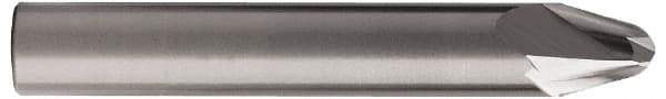 Accupro - 15° Taper Angle per Side, 5/32" Small End Diam, 0.243" LOC, Solid Carbide 2 Flute Tapered Ball End Mill - 2-1/2" OAL, 1/4" Shank Diam, Spiral Flute - All Tool & Supply