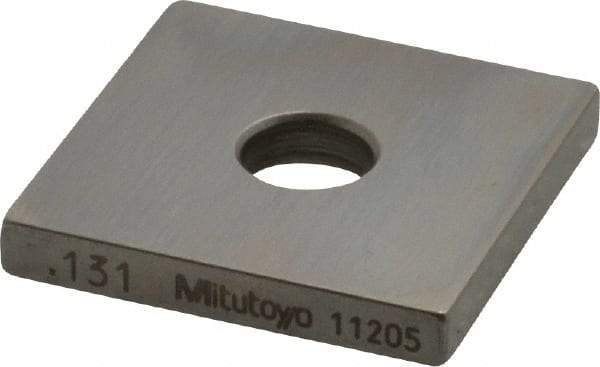 Mitutoyo - 0.131" Square Steel Gage Block - Accuracy Grade 0, Includes Certificate of Inspection - All Tool & Supply