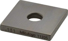 Mitutoyo - 0.131" Square Steel Gage Block - Accuracy Grade 0, Includes Certificate of Inspection - All Tool & Supply