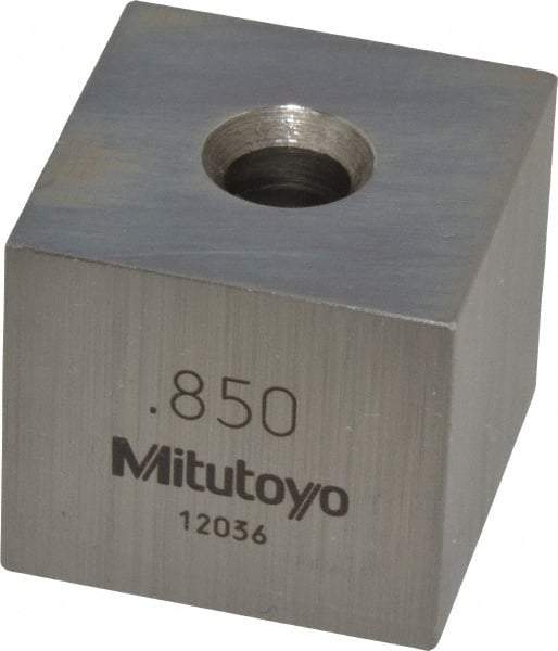 Mitutoyo - 0.85" Square Steel Gage Block - Accuracy Grade 0, Includes Certificate of Inspection - All Tool & Supply