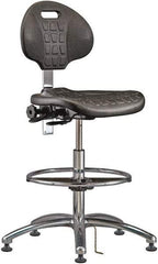 Bevco - 20-1/2 to 30-1/2" High Adjustable Height Swivel Stool - 27" Wide x 27" Deep, ESD Polyurethane Seat, Black - All Tool & Supply