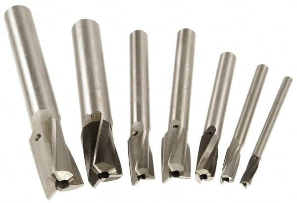 Value Collection - 7 Piece, 3 Flutes, Straight Shank, Interchangeable Pilot Counterbore Set - All Tool & Supply