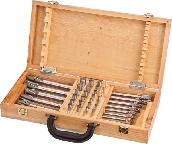 Value Collection - 39 Piece, 3 Flutes, Straight Shank, Interchangeable Pilot Counterbore Set - All Tool & Supply