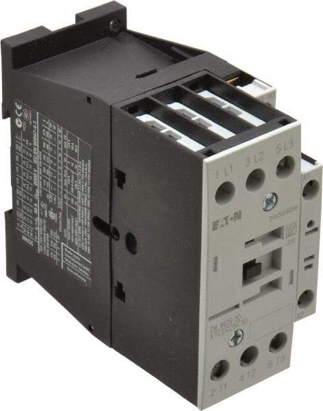 Eaton Cutler-Hammer - 3 Pole, 24 Coil VAC, 40 Amp, Nonreversible Open Enclosure IEC Contactor - 1 Phase hp: 2 at 115 V, 3 at 200 V, 5 at 230 V, 3 Phase hp: 10 at 230 V, 15 at 460 V, 20 at 575 V, 7.5 at 200 V, 25 Amp Inductive Load Rating Listed - All Tool & Supply