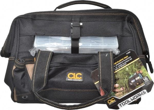 CLC - 16 Pocket Black Polyester Tool Bag - 12" Wide x 8" Deep x 9" High - All Tool & Supply