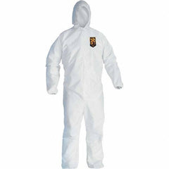 KleenGuard - Size M Film Laminate General Purpose Coveralls - White, Zipper Closure, Elastic Cuffs, Elastic Ankles, Serged Seams - All Tool & Supply