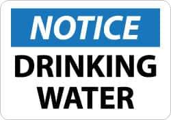 NMC - "Notice - Drinking Water", 10" Long x 14" Wide, Aluminum Safety Sign - Rectangle, 0.04" Thick, Use for Security & Admittance - All Tool & Supply