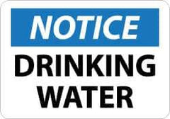 NMC - "Notice - Drinking Water", 10" Long x 14" Wide, Aluminum Safety Sign - Rectangle, 0.04" Thick, Use for Security & Admittance - All Tool & Supply