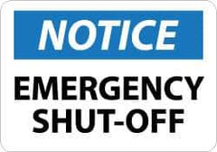 NMC - "Notice - Emergency Shut-Off", 10" Long x 14" Wide, Aluminum Safety Sign - Rectangle, 0.04" Thick, Use for Accident Prevention - All Tool & Supply