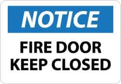 NMC - Notice - Fire Door - Keep Closed, Aluminum Fire and Exit Sign - 14" Wide x 10" High - All Tool & Supply