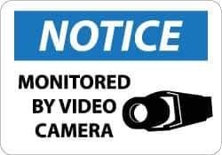 NMC - "Notice - Monitored by Video Camera", 10" Long x 14" Wide, Aluminum Safety Sign - Rectangle, 0.04" Thick, Use for Security & Admittance - All Tool & Supply