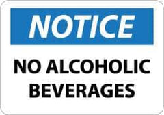 NMC - "Notice - No Alcoholic Beverages", 10" Long x 14" Wide, Aluminum Safety Sign - Rectangle, 0.04" Thick, Use for Security & Admittance - All Tool & Supply