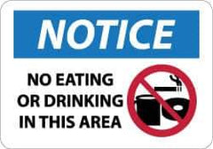 NMC - "Notice - No Eating or Drinking in This Area", 10" Long x 14" Wide, Aluminum Safety Sign - Rectangle, 0.04" Thick, Use for Security & Admittance - All Tool & Supply