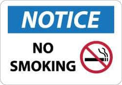 NMC - "Notice - No Smoking", 10" Long x 14" Wide, Aluminum Safety Sign - Rectangle, 0.04" Thick, Use for Accident Prevention - All Tool & Supply