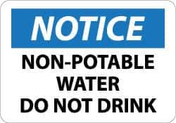 NMC - "Notice - Non-Potable Water", 10" Long x 14" Wide, Aluminum Safety Sign - Rectangle, 0.04" Thick, Use for Security & Admittance - All Tool & Supply