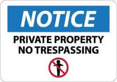 NMC - "Notice - Private Property - No Trespassing", 10" Long x 14" Wide, Aluminum Safety Sign - Rectangle, 0.04" Thick, Use for Security & Admittance - All Tool & Supply