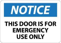 NMC - Notice - This Door Is for Emergency Use Only, Aluminum Exit Sign - 14" Wide x 10" High - All Tool & Supply