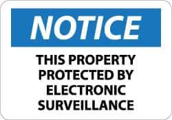 NMC - "Notice - This Property Protected by Electronic Surveillance", 10" Long x 14" Wide, Aluminum Safety Sign - Rectangle, 0.04" Thick, Use for Security & Admittance - All Tool & Supply