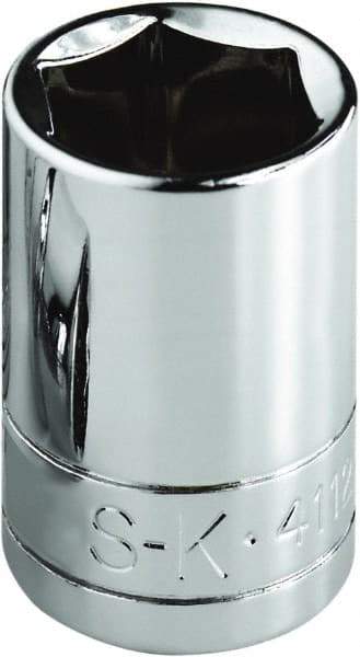 SK - 7/16", 1/4" Drive, Standard Hand Socket - 6 Points, Steel, Chrome Finish - All Tool & Supply