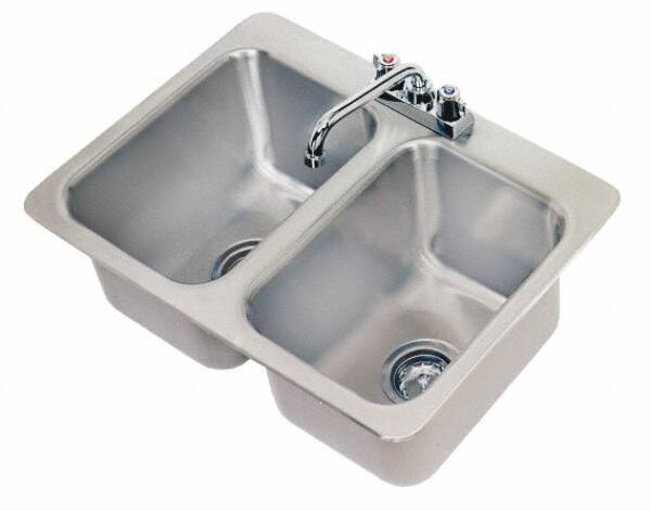 Advance Tabco - 10" Long x 14" Wide Inside, 2 Compartment, Stainless Steel Stainless Steel Drop In Sink - 20 Gauge, 24-7/8" Long x 18-1/2" Wide Outside, 10" Deep - All Tool & Supply