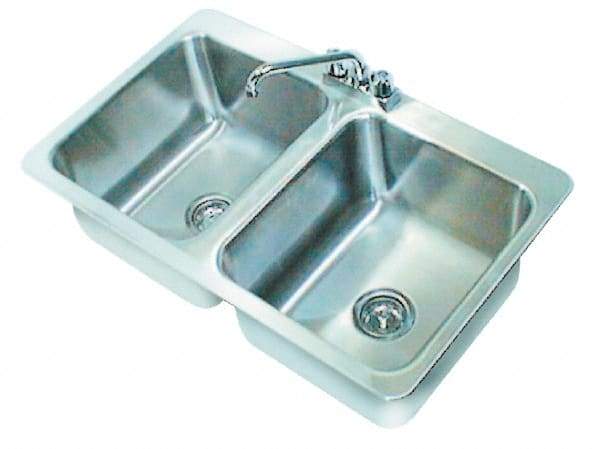 Advance Tabco - 14" Long x 16" Wide Inside, 2 Compartment, Stainless Steel Stainless Steel Drop In Sink - 18 Gauge, 33-1/2" Long x 20-1/2" Wide Outside, 10" Deep - All Tool & Supply