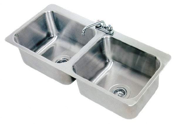 Advance Tabco - 20" Long x 16" Wide Inside, 2 Compartment, Stainless Steel Stainless Steel Drop In Sink - 18 Gauge, 45-1/2" Long x 20-1/2" Wide Outside, 8" Deep - All Tool & Supply